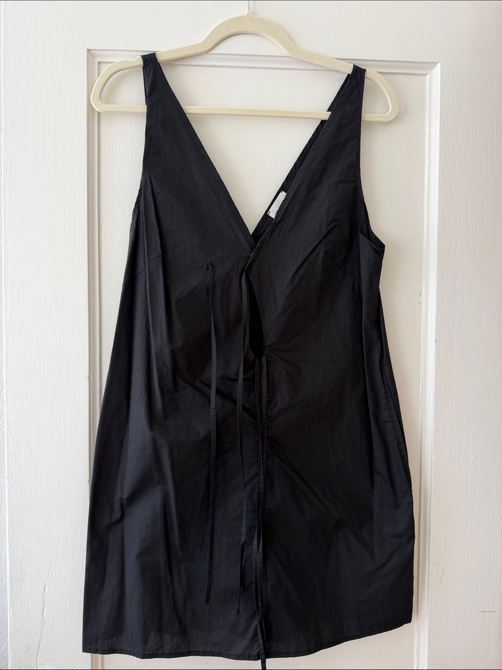 Black V-Neck Mini Dress with Tie Front